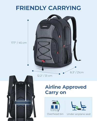 BAGSMART Unisex Laptop Backpack, 15.6-inch Anti-Theft, Water Resistant, With USB Charger Hole, Black4