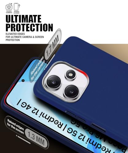 Image of WOW IMAGINE Leather Fabric Soft TPU Back Cover for Mi Redmi 12 5G | Redmi 12 4G | Poco M6 Pro 5G (Blue)
