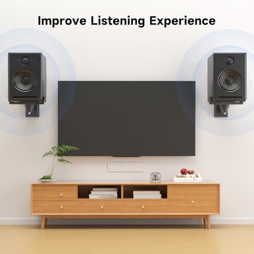 Suptek Dual Side Clamping Bookshelf Speaker Wall Mounting Bracket for Large Surrounding Sound Speakers, Hold up to 30kgs Black SPM201XL by suptek - Image 4