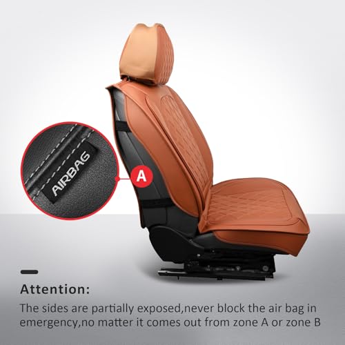 Image of MIROZO Seat Covers Full Set,Leather Seat Covers Waterproof Seat Cover Automotive Seat Covers Car Seat Protector Vehicle Cushion Cover Universal Fits for Sedan, Truck and SUV (Full Set, Brown)