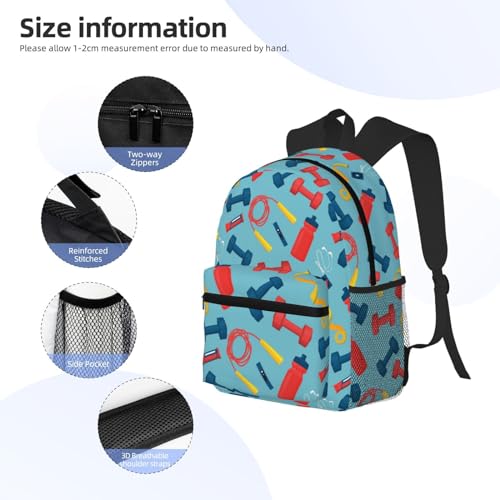 Travel Laptop Backpack for Men Women - cartoon dumbbell Water Resistant Beach Backpack, Lightweight Backpack with Laptop Compartment, Travel Backpack with Adjustable Carry Straps3