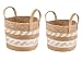 Produktbild GLDE Aufbewahrungskorb Deko Korb mit Griff - 2er Set Körbe Aufbewahrungskörbe - Naturfarben Weiß - Bad Schlafzimmer Wohnzimmer - Ø 25/30 cm Höhe 32/40 cm