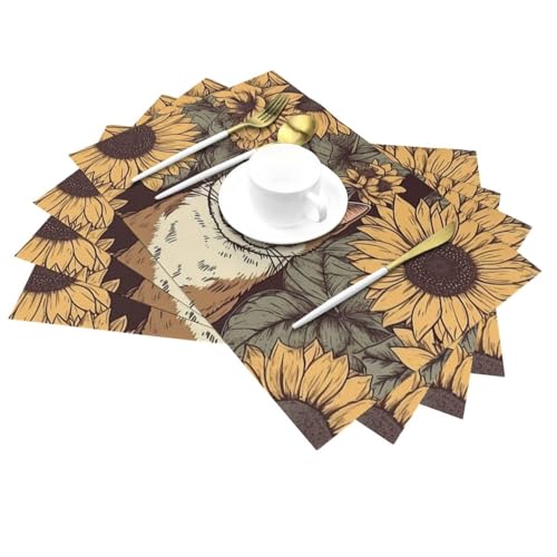 Sets de table antidérapants chat en PVC pour protéger la table des rayures - 6