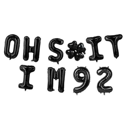 Image of Oh I'm 92! Latex Balloons 16 Inch Black Hallo Ninety Two Cheers to 92 Years Old Theme Decor for Man Woman Happy 92nd Birthday Party Photo Studio Prop Flag Decorations Favors Supplies