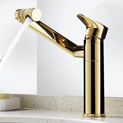 Mitigeur de salle de bain rotatif moderne finition or haut de gamme pour lavabo