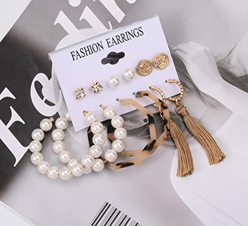 Image of ANNACREATIONS Stylish combo of pearl stud hoop earrings set for Women Girls