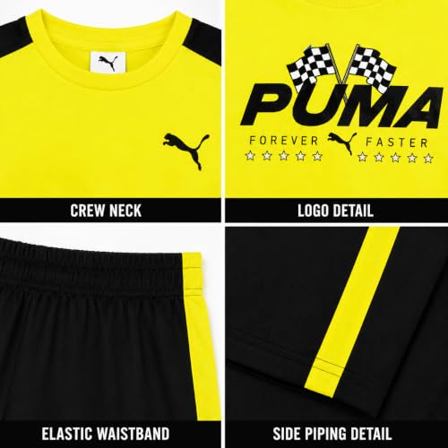 Image of PUMA Boys Active Shorts Set - 2 Piece Dry Fit T-Shirt and Performance Gym Shorts - Activewear Clothing Set for Boys (4-16)