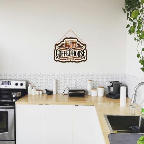 Image of PNF Poster And Frames Coffee House Quote Wall art & Door Hanging Frame For Kitchen, Dining, restaurants Decor | Walland home Decor for Living Room | Room Decor Wall Decor Items For Bedroom | (Wooden, 11x9 Inch,brown)-32-3