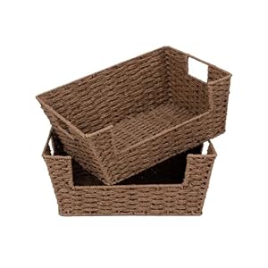 StorageWorks Wicker Baskets for Storage, Pantry Baskets Organization and Storage, Pantry Storage Baskets, Handwoven Wicker Baskets for Shelves, Brown, 2 Pack StorageWorks Wicker Baskets for Storage Pantry Baskets Organization and Storage Pantry Storage Baskets Handwoven Wicker Baskets for Shelves Brown 2 Pack