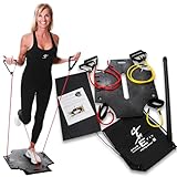 Portable Home Gym Resistance Band Board with Bar – Full Body Workout System for Strength Training, Fitness, Toning, Core, and Low Impact Exercise – Compact All-in-One Workout Platform with Bands