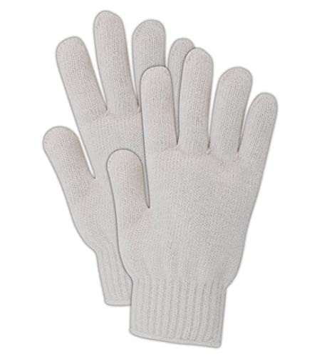 MAGID KnitMaster T93 Cotton/Polyester Glove, Knit Wrist Cuff, 9.5" Length, Men's 12 Pair, White Mens White