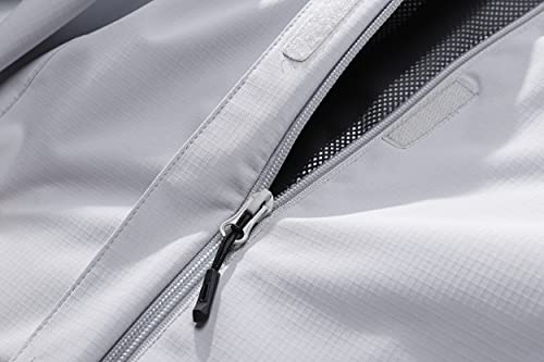 Otu Women's Waterproof Rain Jacket Lightweight Hooded Raincoat For Hiking Travel Outdoor Light Gray L #TOP7