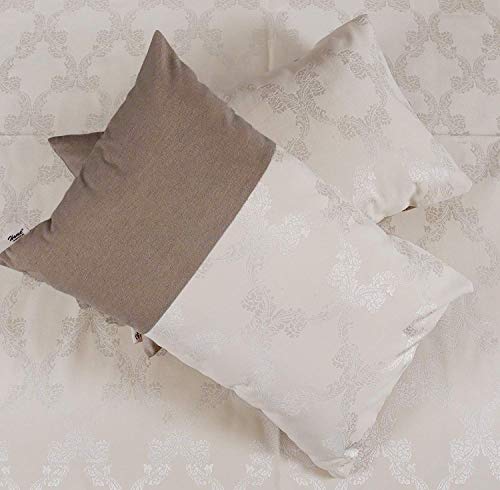 Image of Home The Best Cream Self Design Double Jacquard With 275 TC Chambray Cotton Bedsheets /Designer Bed Covers For King Size Bed With 2 Pillow Cover