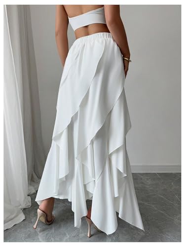 Verdusa Women's Renaissance Ruffle Asymmetrical Flowy Skirt High Rise Maxi Skirts2