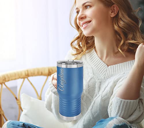 Personalized Tumblers With Lid And Straw, Name Engraved Customized Cups, Stainless Steel Vacuum Insulated Travel Coffee Mugs - Woman, Man Gift (Royal Blue, 20 Oz) #TOP4