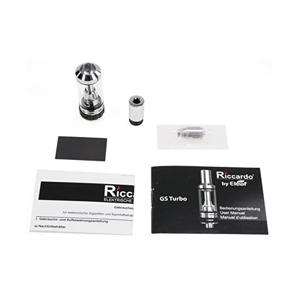 Eleaf GSTurbo Clearomizer, Tankvolumen 1.8 ml, Durchmesser 15 mm, Riccardo Verdampfer für e-Zigarette, silber – Bild 3