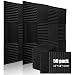 guohongus 50 Pack Ice Black Acoustic Panels Studio Foam Wedges 1" X 12" X 12" (50pack, Black)