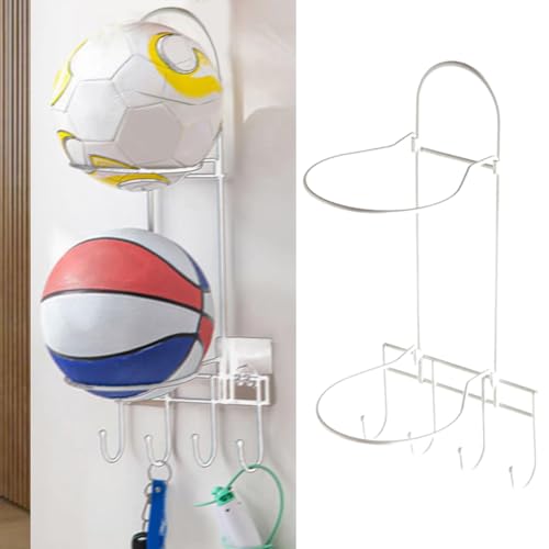 Vaveren Prateleira de armazenamento para basquete, 2 camadas, resistente, portátil, para armazenamen