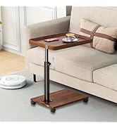 YUTVCZO Hauteur Réglable Table D'appoint En Forme De C, Mobile Petite Table Canapé 360 ° Pivotante, Support D'ordinateur Pour Pour Canapé/LIT, Montage Facile, Pour Salon, Chambre, Balcon,Bois Clair