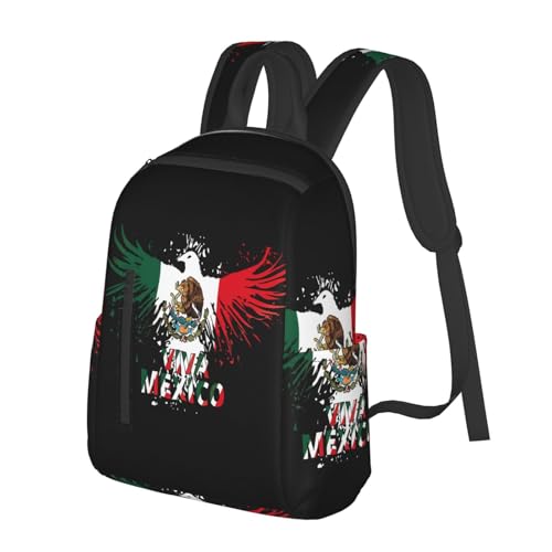 Mexico Eagle Mexican MX National Flags Travel Backpacks Casual Laptop Backpack Sport Rucksack Large Capacity Daypack Multi-Pockets Adjustable Strap Bag for Working Hiking2