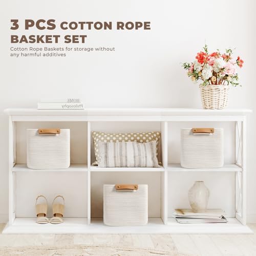 Panier de rangement coton lot de 3 bacs carrés pour libérer vos étagères