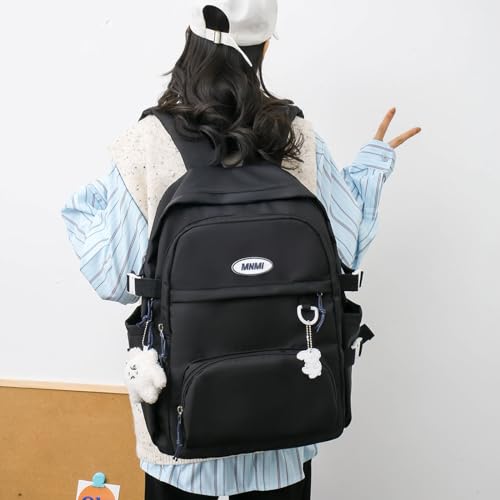 Teclado Kawaii Backpack with Cute Accessories Bookbags with Pendants Casual Lightweight Travel Daypacks (Black)2