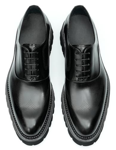 Santimon Men's Oxfords Formal Dress Derby Fashion Prom Wingtip Brogue Genuine Leather Shoes Wedding Tuxedo Business Causal Shoes for Men3