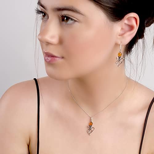 HENRYKA Octopus Necklace in Silver and Amber, Octopus Pendant, Women's Jewelry, Nautical Gift for Ladies, Sea Squid Jewelry, Nautical Jewelry