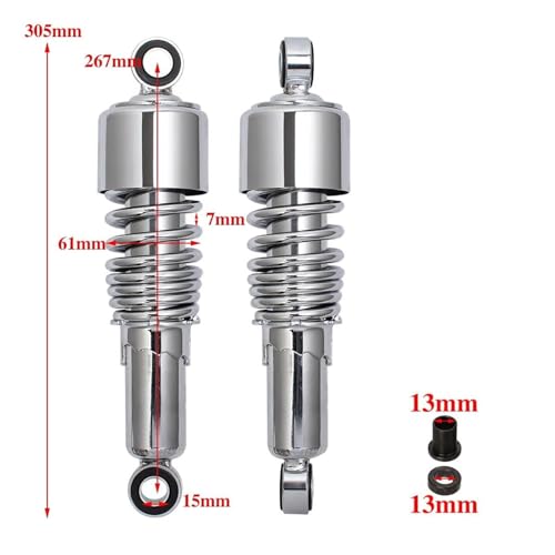 Amortisseur arrière chromé 267mm pour moto Sportster 883 et XL883