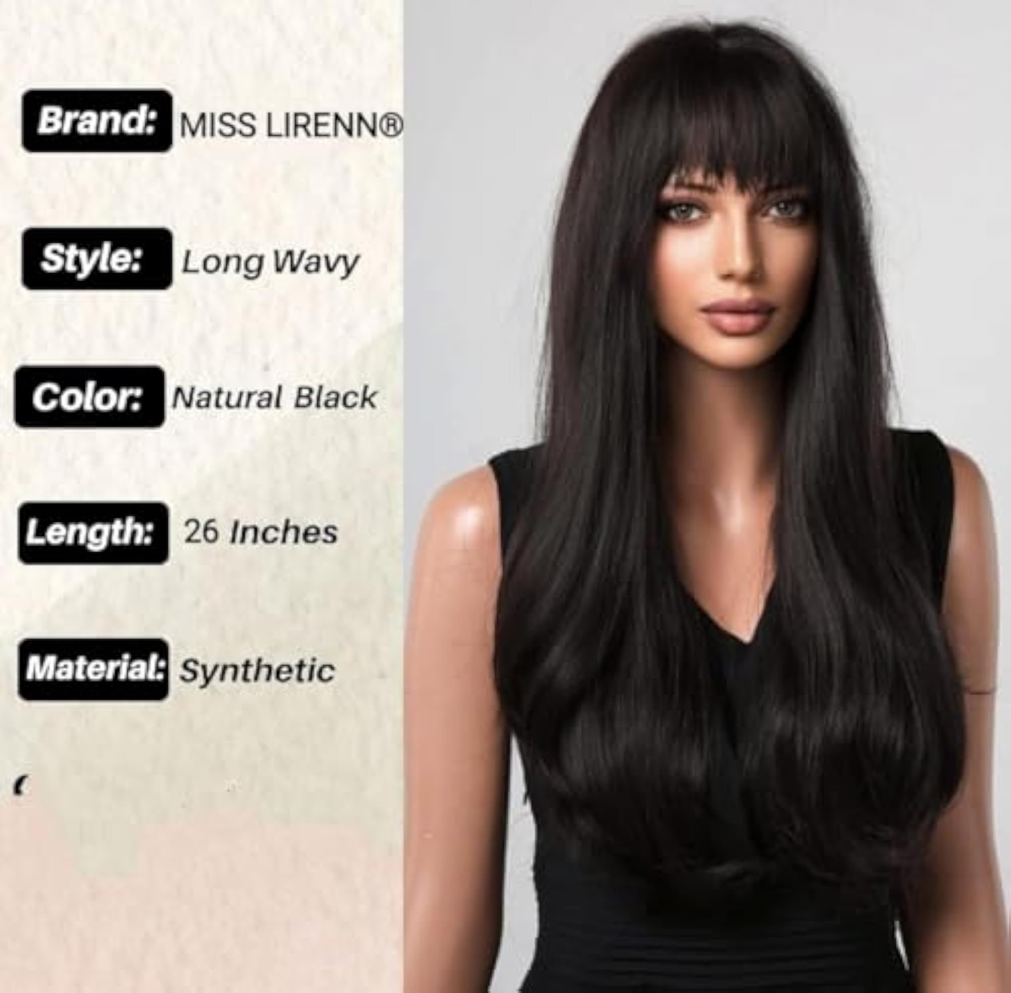 Women's Layered Wig with Bangs, Heat Resistant Fiber