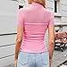 Womens Summer Sexy Mock Turtle Neck Short Sleeve Tops Sheer Mesh Shirts Slim Blouse Trendy Ruched Going Out Outfits Pink M