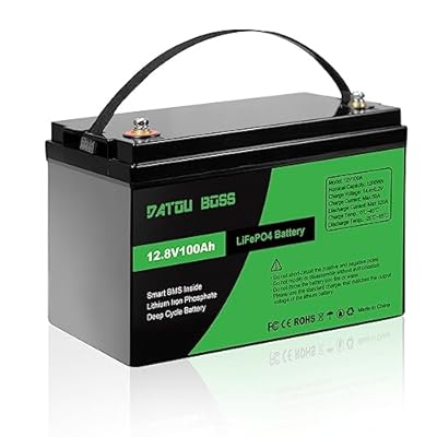 DATOUBOSS 12V 100Ah LiFePO4 Lithium Battery with 100A Smart BMS, Deep Cycle Marine Battery 12V, Max 1280Wh Energy, Group 31 for RVs, Vans, Trailers, Motorhomes, and Boats