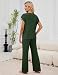 PASUDA Zweiteiler Damen Elegant Pullover Sets Hausanzug Strickpullover Tops Elastische Taille Weites Hose Lounge Sets Rundhalsausschnitt Outfit Freizeitanzug Trainingsanzug (Grün, XL)