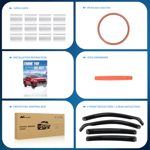 Image of Nilight Vent Window Visors for Altima 2019 2020 2021 2022 2023 2024 2025, in-Channel Rain Guards, Original Window Deflectors-4PCS