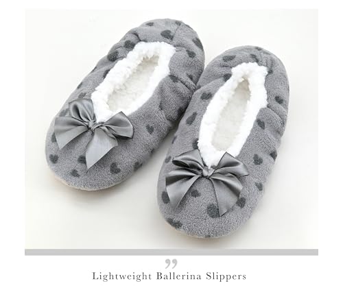 Image of DICUIRD Womens Cozy&Warm Soft Sole Slipper Socks with Grippers-Girls Teddy Fleece Indoor Slipper with Non-skid Bottoms