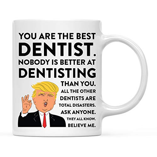 Andaz Press 11oz. Funny President Trump Coffee Mug Gift, Best Dentist, Dentisting, 1-Pack, Includes Gift Box, Birthday Christmas Novelty Ideas For Maga Republican Democrats Funny Dentist Gifts