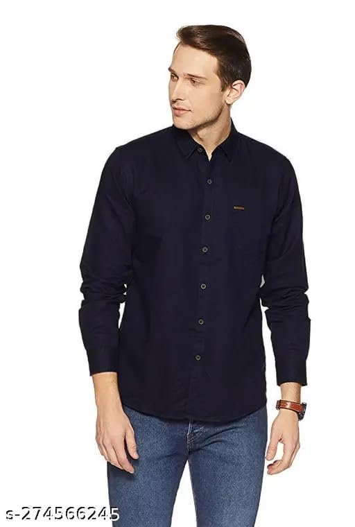 Image of Men's Cotton Casual Shirt, Brown, Full Sleeves, Regular Fit