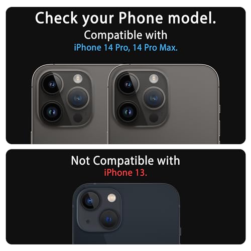 Image of ArmourPro Premium Camera Lens Protector Tempered Glass Compatible For iPhone 14 Pro Max and iPhone 14 Pro Tough HD Individual Aluminum Alloy Rings 9H Camera Cover , Scratch-Resistant,Camera Lens Protection| Black