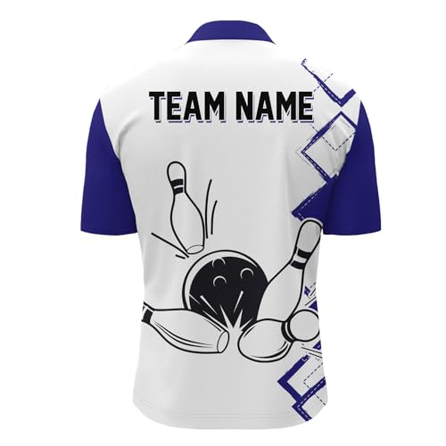 PIONAMZIOZ Custom Camo Blue & White Bowling Shirt Bowling Jerseys Polo & Quarter-Zip Team Shirt for Men Women (US, Alpha, Small, 5X-Large, Regular, Regular, Men Quarter-Zip)