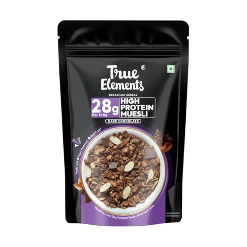Image of True Elements High Protein Muesli 400g | 28g Protein | Dark Chocolate | Healthy Breakfast Cereal | Rich in Nuts, Seeds & Wholegrains | No Added Preservatives