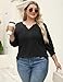 Rapbin Plus Size Tops for Curvy Women 4x-5x 3 Quarter Length Sleeve Blouse Shirts Hide Belly Fat Summer Fashion (Black 4XL)