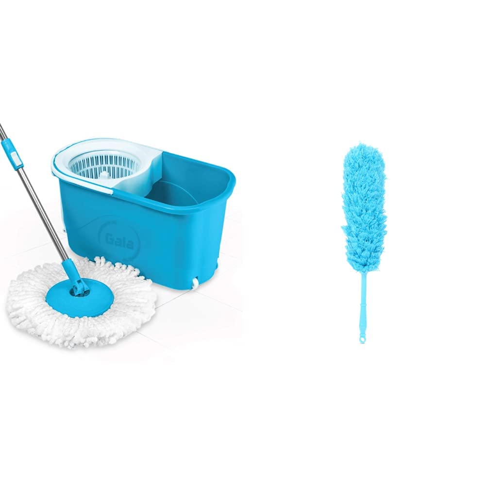 Gala e-Quick Spin Mop, Easy Wheels & Big Bucket with 2 Microfiber Refills, Floor Cleaning Mop with B