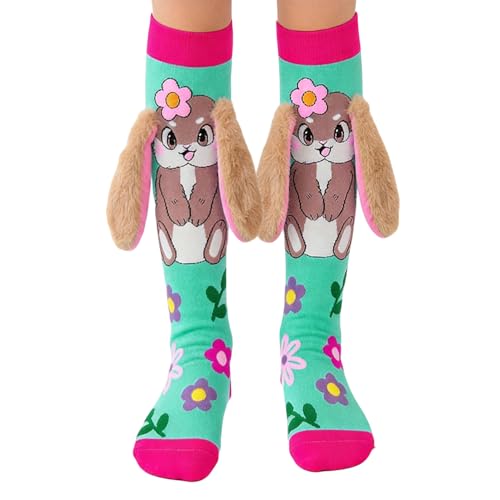 Crazy Socks for Kids Silly Funny Knee High Socks for Boys Girls Animal Novelty Gift Socks for Crazy Sock Day Xmas Easter(bunny)