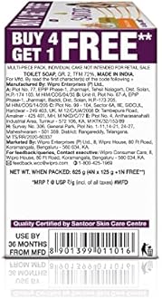 Santoor Skin Softening Sandal & Almond Milk Bathing Soap with Nourishing & Anti-Aging Properties| For Smooth & Soft and Younger-Looking Skin| For All Skin Types| 125g, Pack of 25