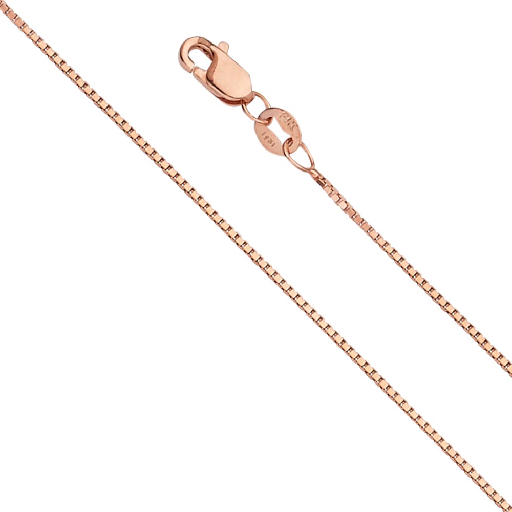 Wellingsale 14K Solid Rose Gold 0.8mm Box Chain with Lobster Claw Clasp - 18