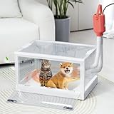 KHEARPSL Automatic Pet Dryer Box for Cats and Small Dogs, 85L Foldable Dog Cat Hair Dryer Timeable, Noise Reduction and Thermostatic Control, Case Bottom with Removable Pulleys