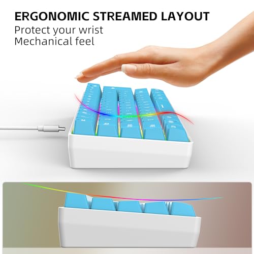 Image of Snpurdiri 60% Wired Gaming Keyboard, Small Ultra-Compact 61 Keys RGB Backlit 60 Percent Gaming Keyboard for PC /Mac Gamer, Typist, Travel, Easy to Carry on Business Trip (Blue)