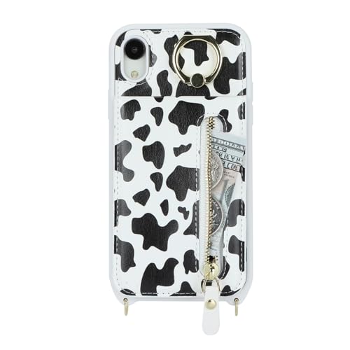 Zouzt for iPhone XR Case with Cord and Card Holde Zipper Wallet Case with Crossbody Lanyard Ring Adjustable Necklace Protective Cover Women for iPhone XR 6.1 Inch - Image 4