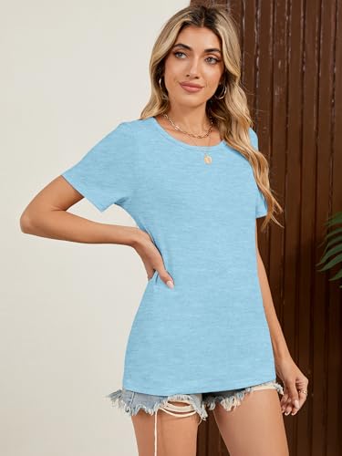 Basic Tops for Women Short Sleeve Crewneck Shirts Loose Fit Tshirts Summer Casual Fashion Soft Tees S-XXL3