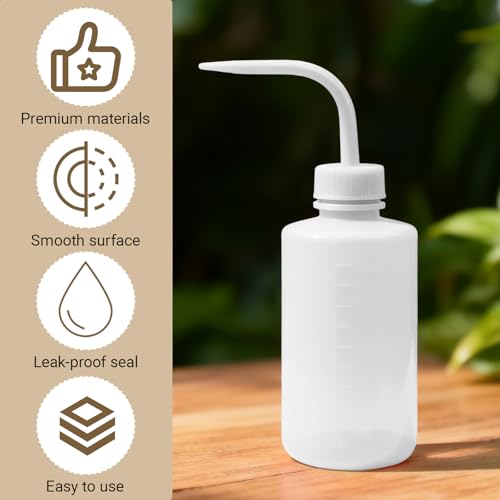 Rierdge Wash Bottle 4 Pack 250ml Squeeze Bottles & Visible Scale, Leak-Proof Lab Wash Bottle for Tattoo Cleaning, Eyelash Extensions, Succulent Watering, Precise Liquid Control(White)